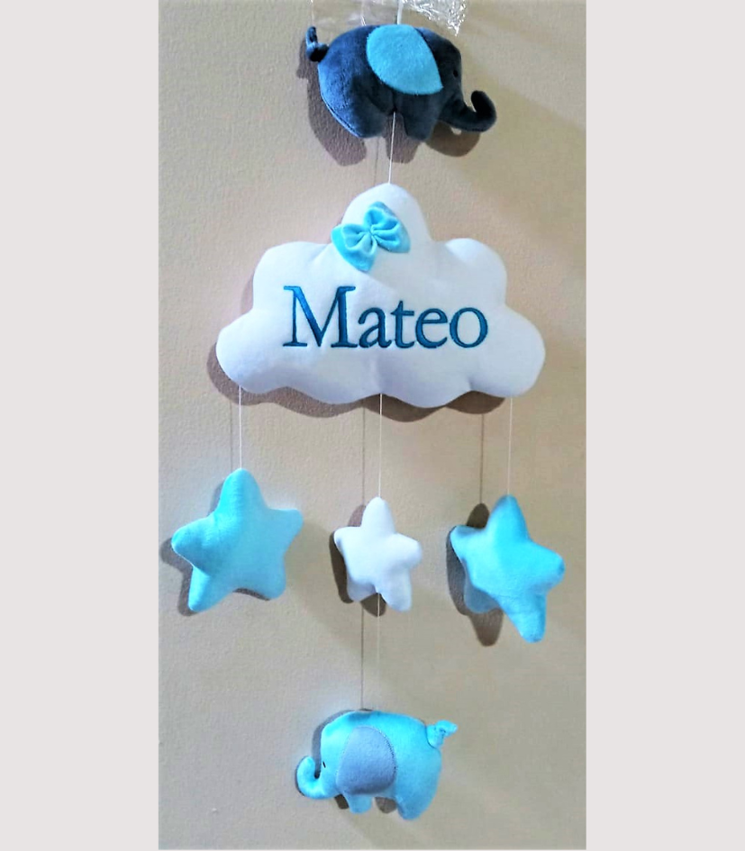 Móvil Hipoalergénico "Elephant over the clouds" Personalizado