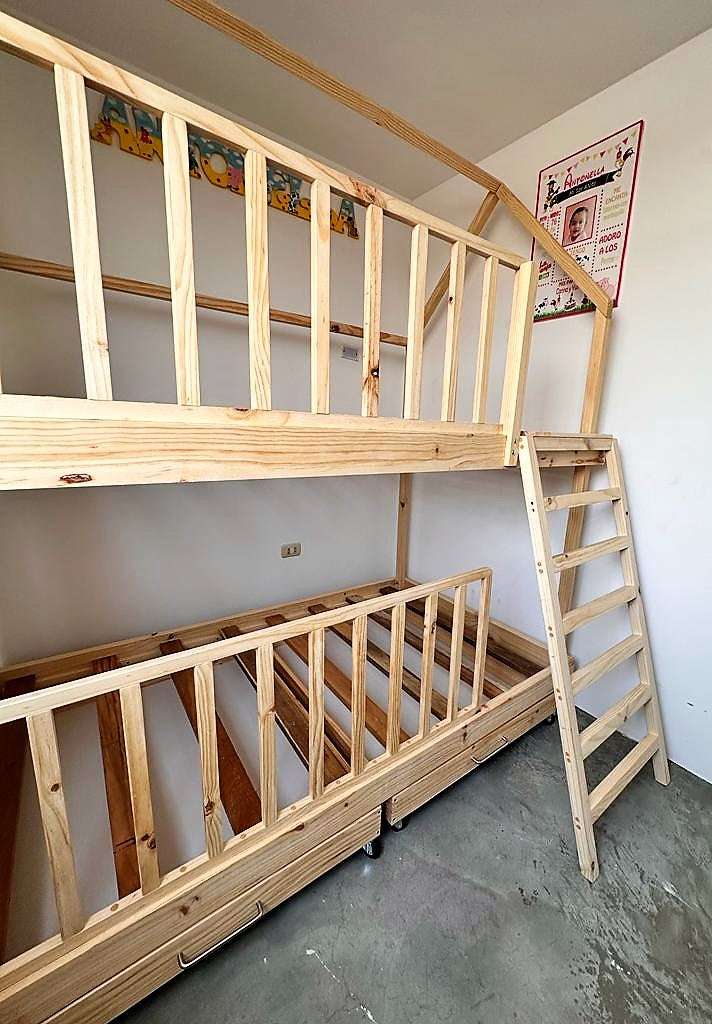 Camarote Montessori Casita Sussi con Cajonera | Ideal para Hermanos – Plaza y Media