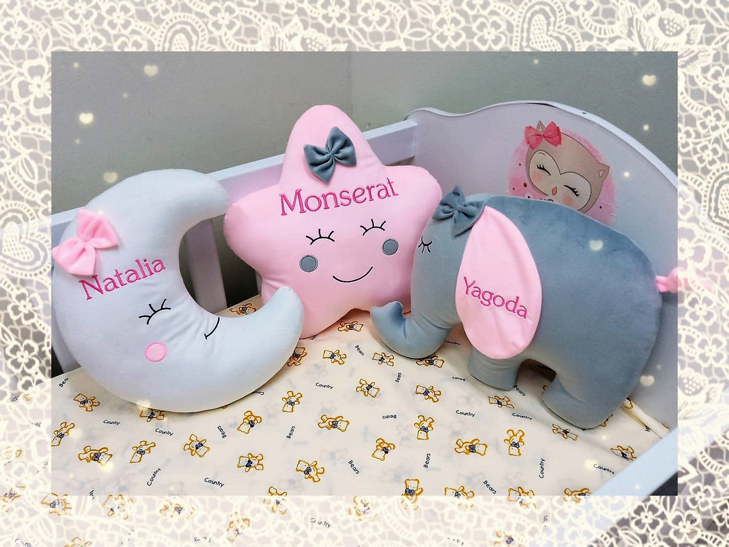 Combo cojines Infantiles "Lunita" hipoalergénicos (Personalizados a pedido)