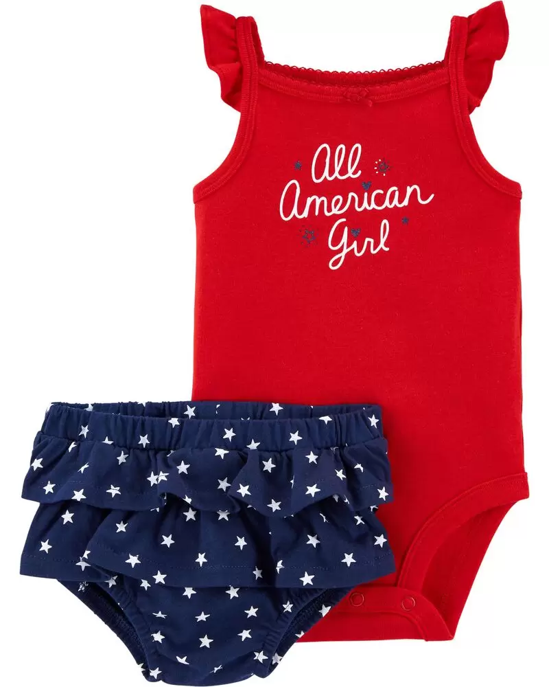 Conjunto de 2 piezas de body y cubre pañal, "Estrellas". Talla 12M.