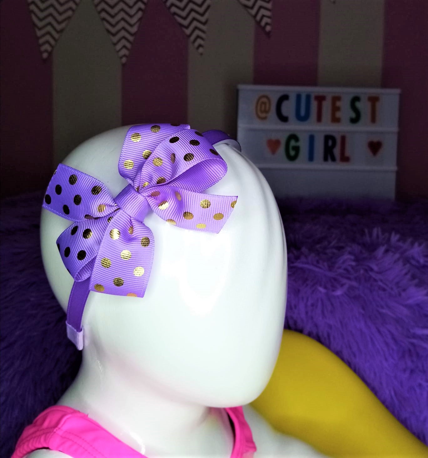 Vincha "Lilac and Polka dots"