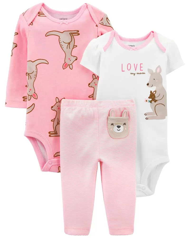 Conjunto de 3 piezas "Little Kangooru", Tallas 6M y 12M