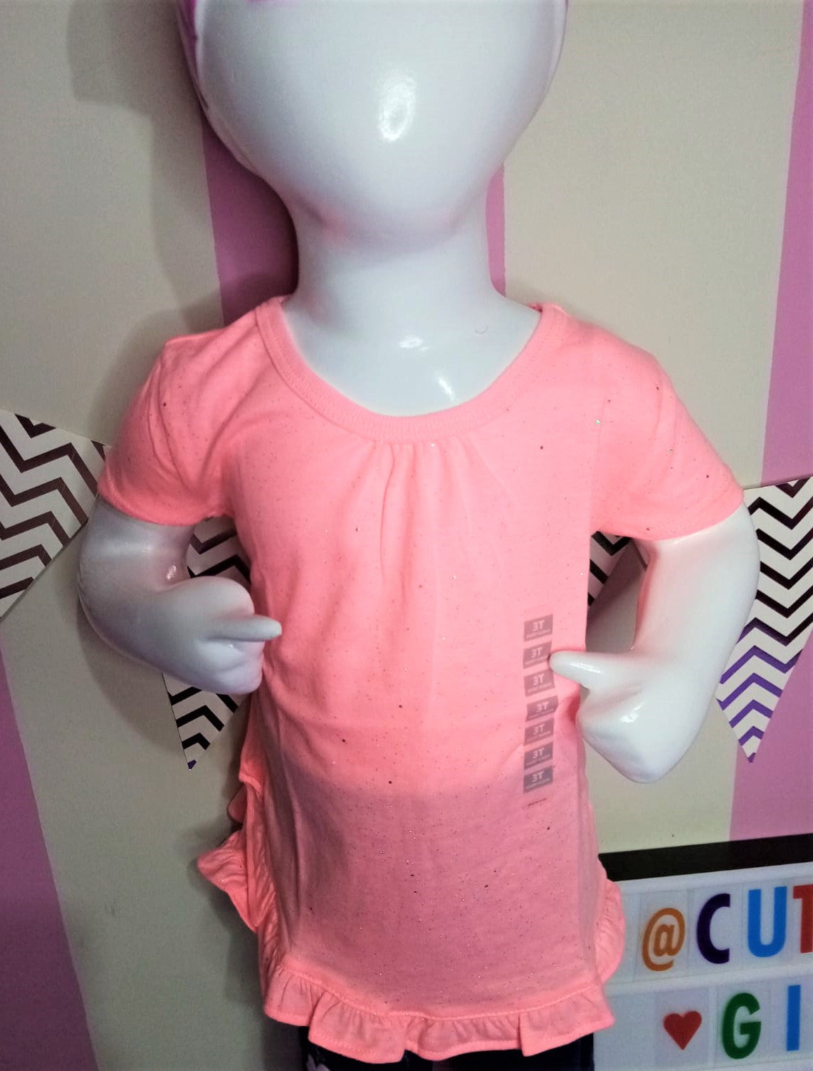 Top de tulipán con volante brillante, Talla 3T.