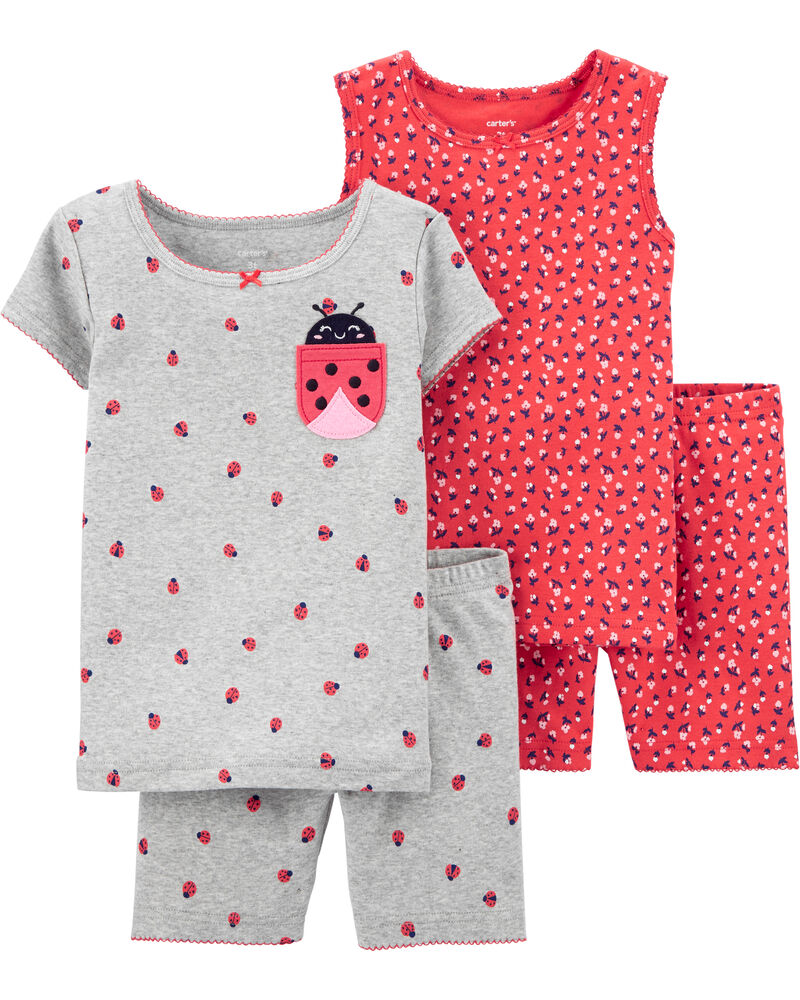Pijama "Mariquita" 100% algodón ceñido, 4 piezas. Talla 2T.