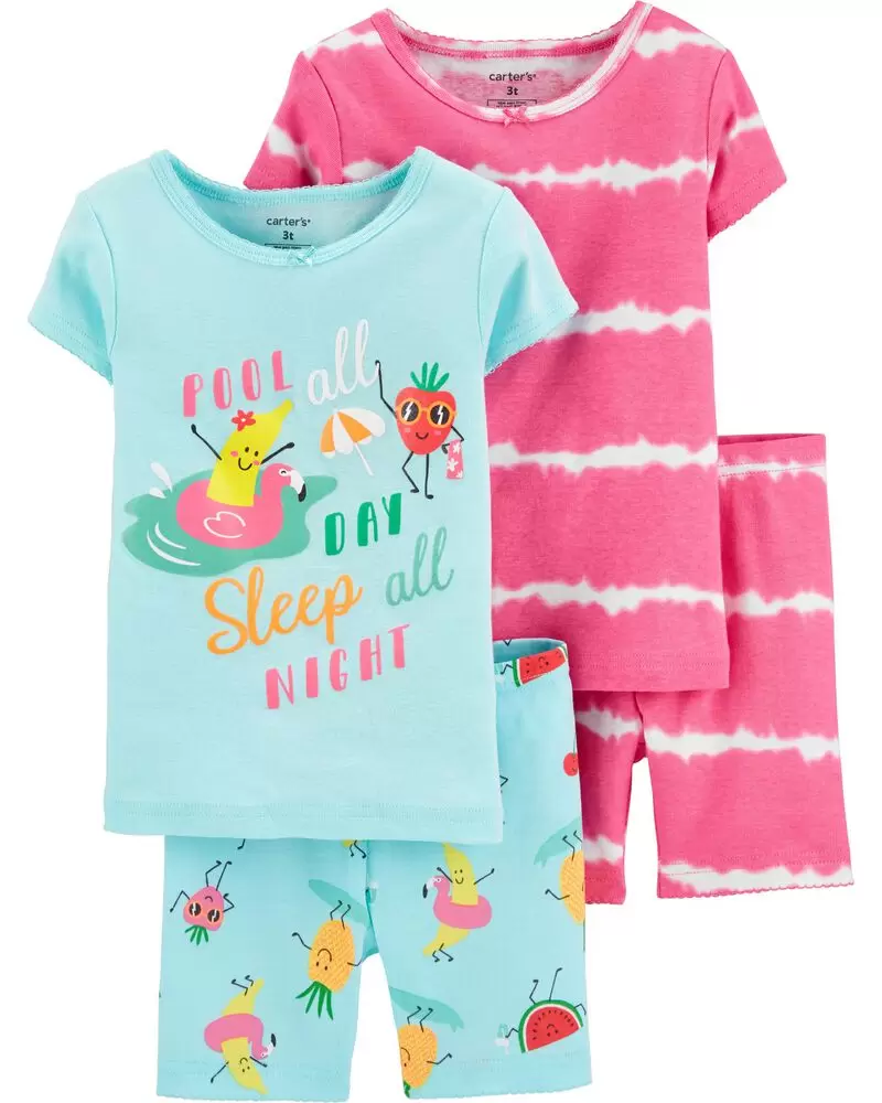 Pijama de frutas - 4 piezas. Tallas 12M, 2T