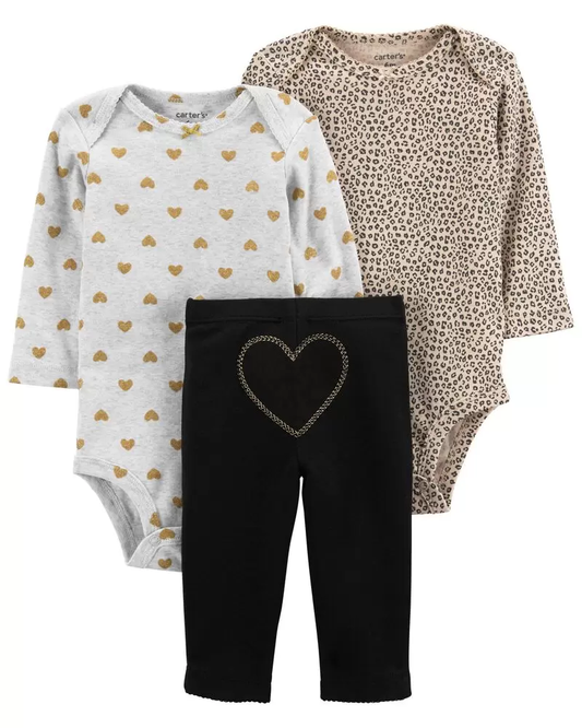 Conjunto de pantalón de 3 piezas - Animal Print, Talla 24M.