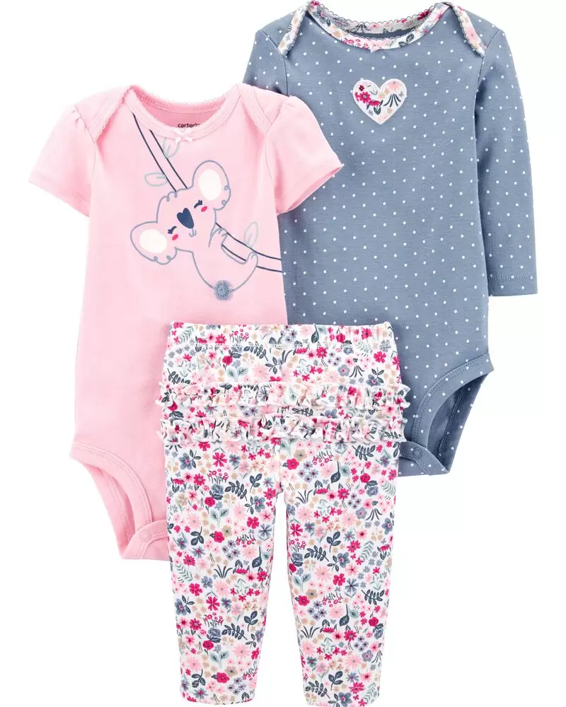 Conjunto de pantalón de 3 piezas - Koala, Talla 12M.