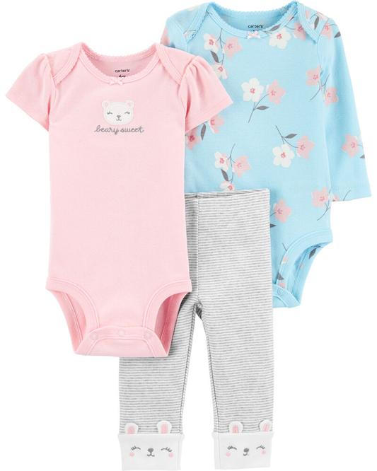 Conjunto de pantalón de 3 piezas - Osito, Talla 6M.