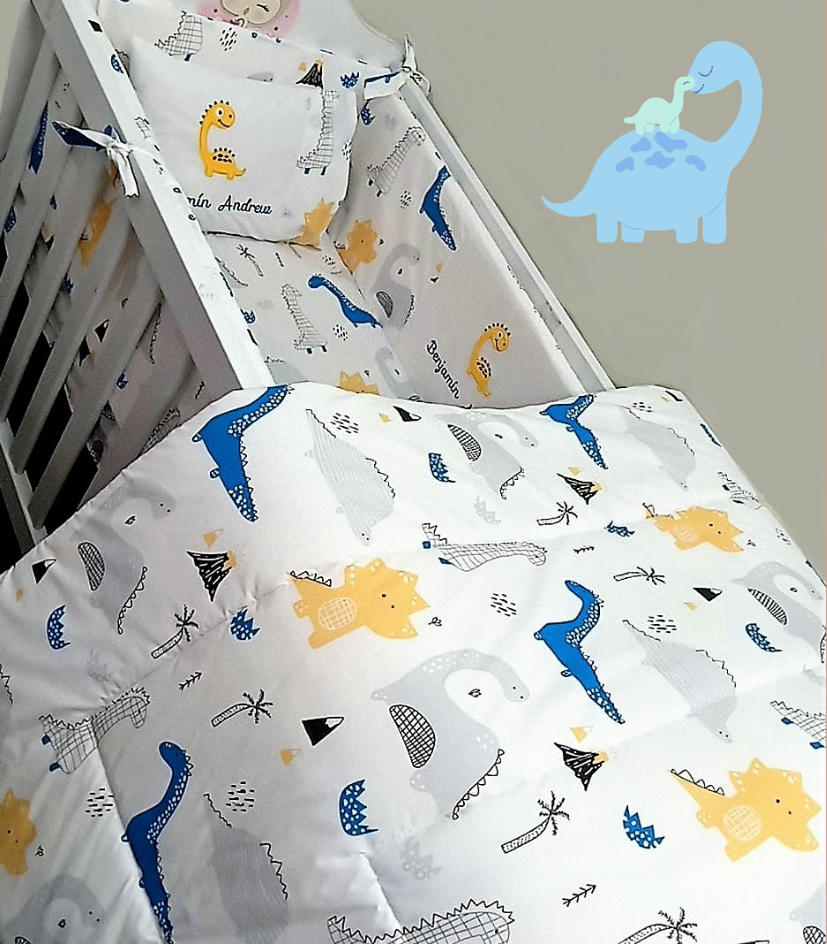 Set de Cuna Sábanas + Edredón + Protector Personalizados (Cuna estándar, colecho, corral)