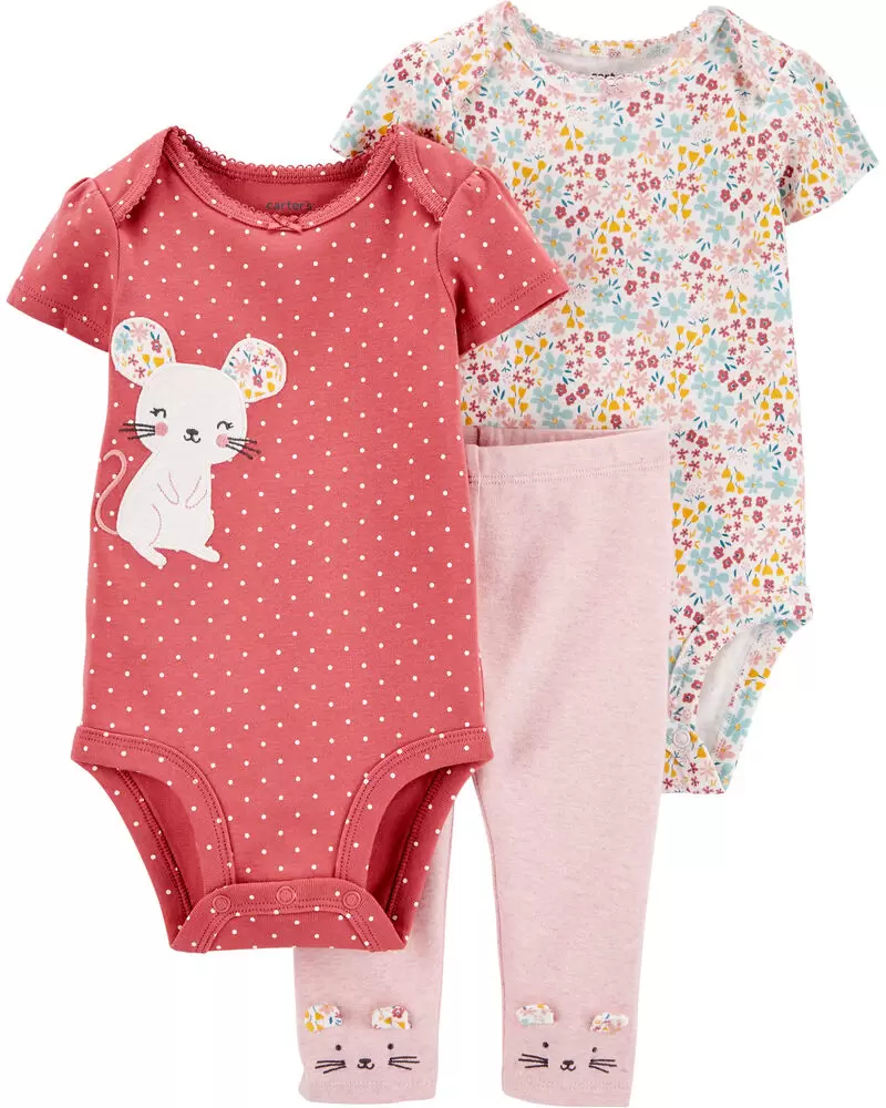 Conjunto de pantalón de 3 piezas - Ratoncito, Talla 12M.