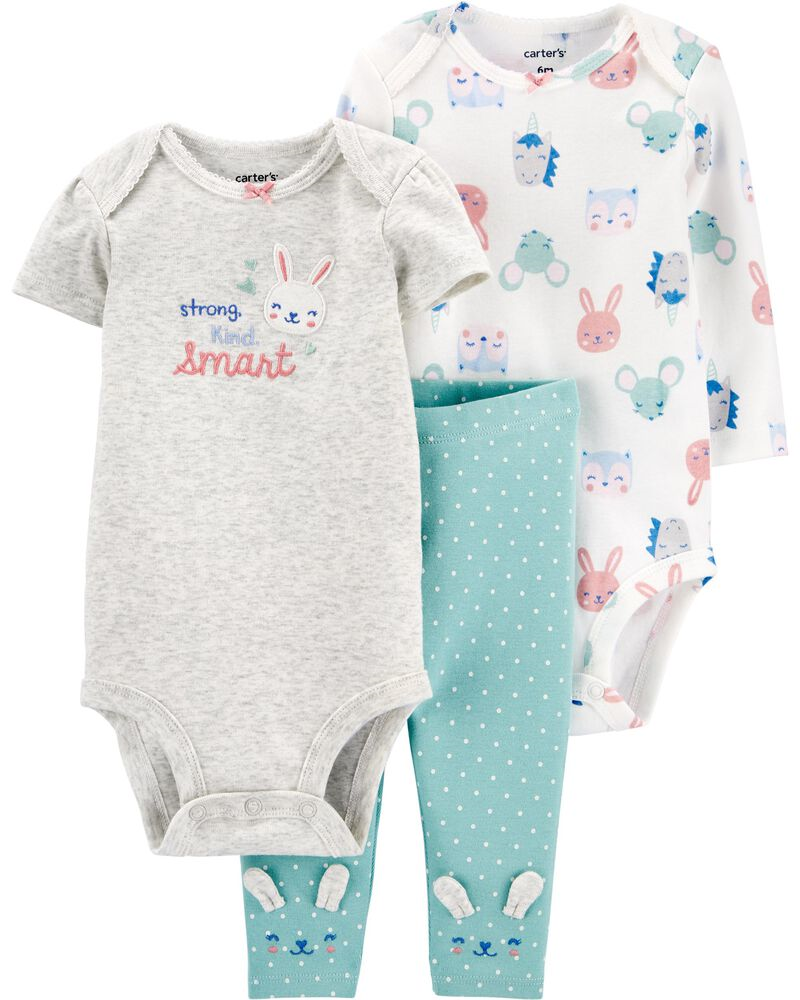 Conjunto de 3 Piezas - Conejito, Talla 12M.