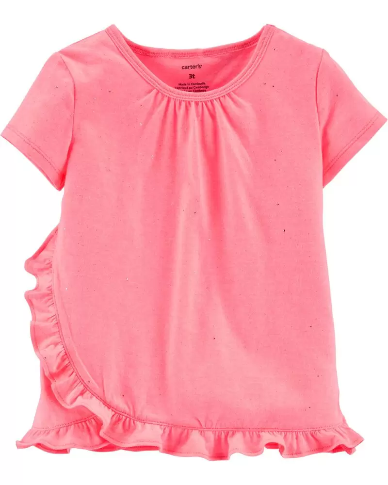 Top de tulipán con volante brillante, Talla 3T.