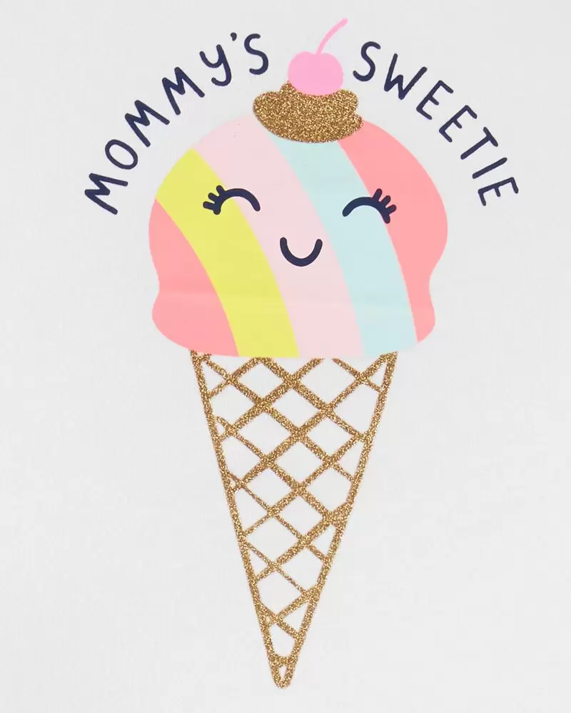 Juego de camiseta y falda pantalón "Ice Cream"de 2 piezas, Talla 6M.