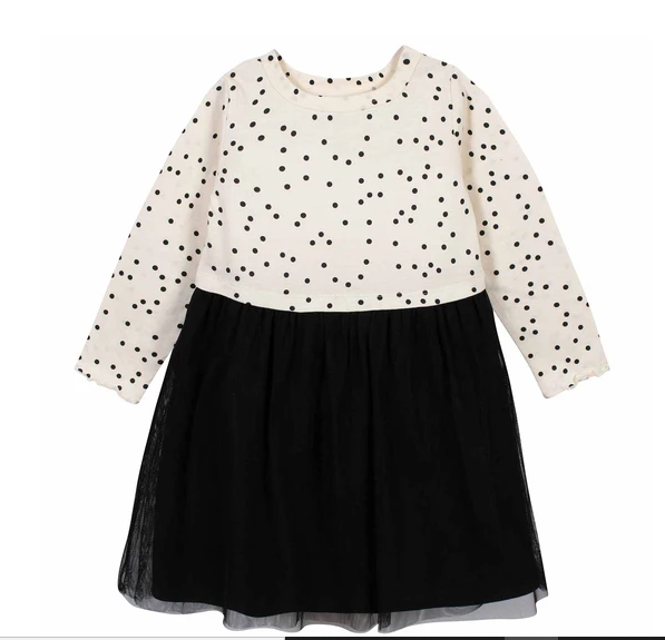 Vestido de tul con lunares para niñas pequeñas, Talla 3T