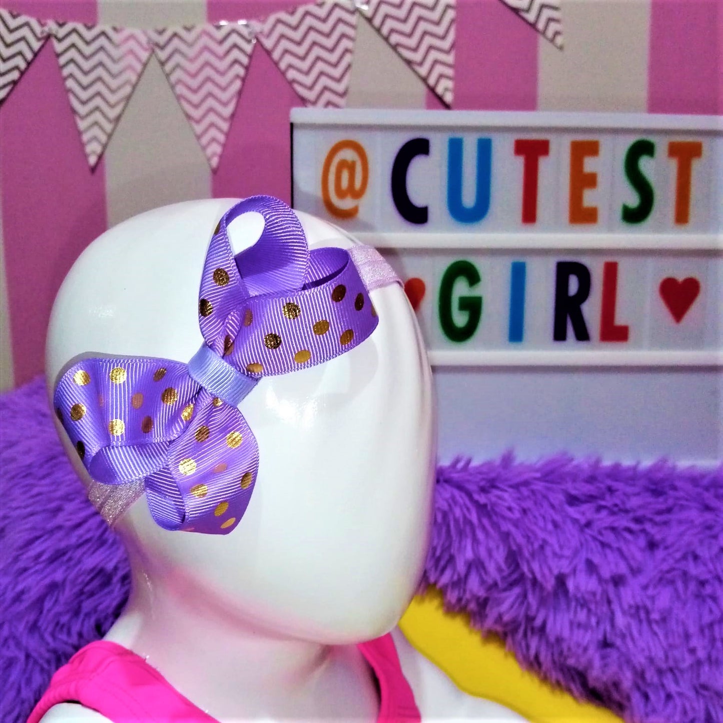 Vincha "Lilac with Polka dots"