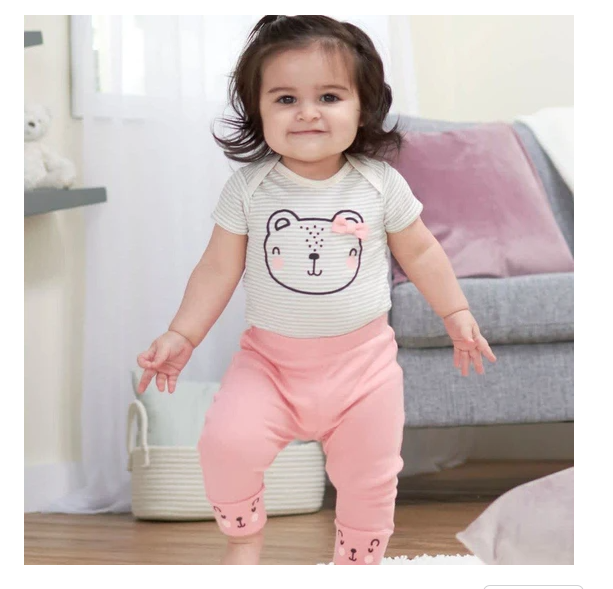 Paquete de 3 Bodies orgánicos manga corta con diseño de Osito, Talla 12M