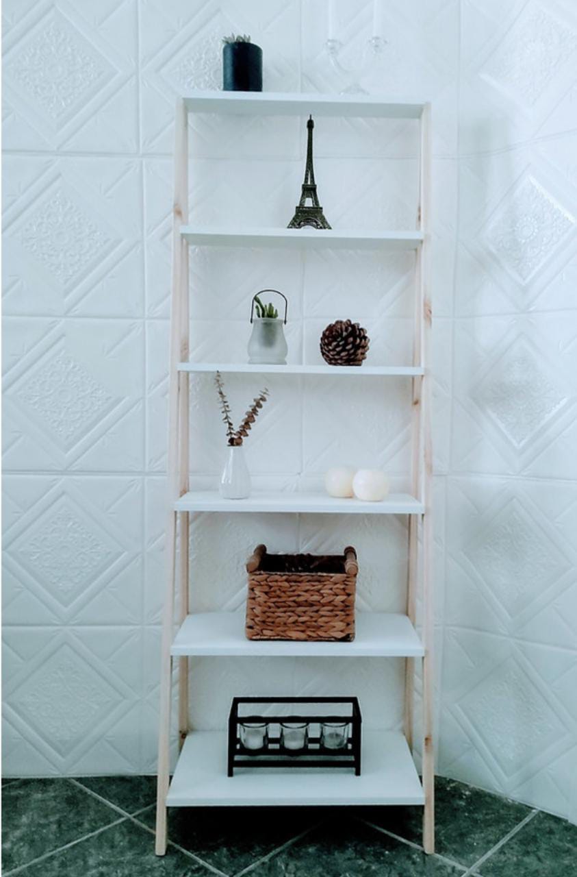 Estante escalera "Elegant" en pino y melamina