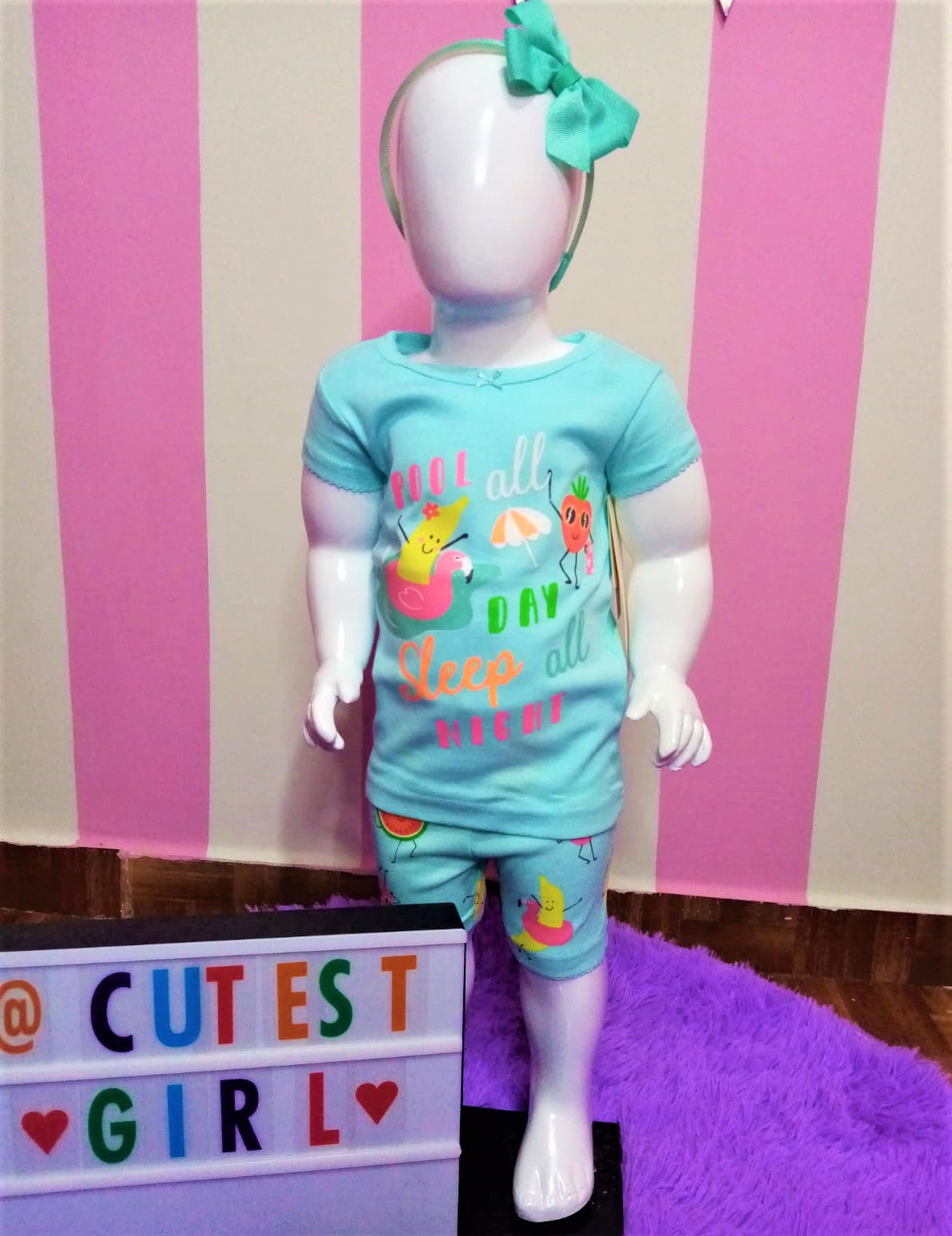 Pijama de frutas - 4 piezas. Tallas 12M, 2T
