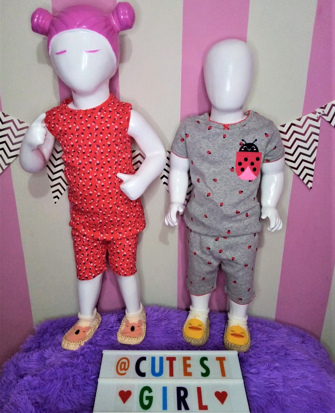 Pijama "Mariquita" 100% algodón ceñido, 4 piezas. Talla 2T.