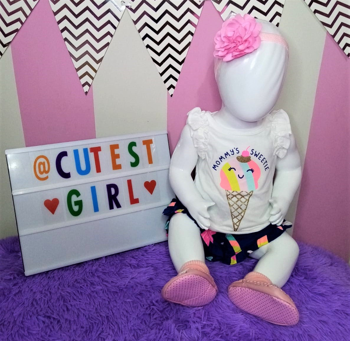 Juego de camiseta y falda pantalón "Ice Cream"de 2 piezas, Talla 6M.