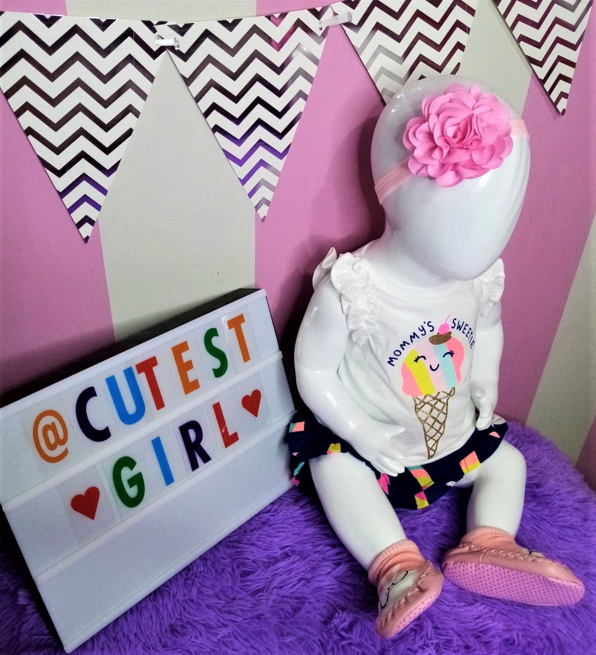 Juego de camiseta y falda pantalón "Ice Cream"de 2 piezas, Talla 6M.