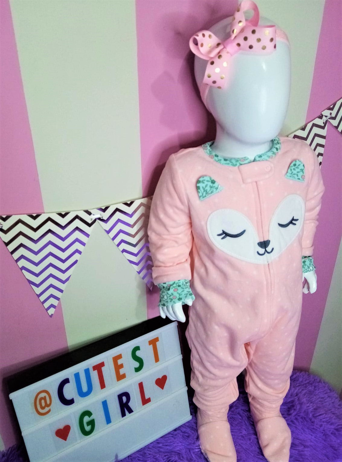 Pijama de felpa de 1 pieza - Zorro, Talla 12M.