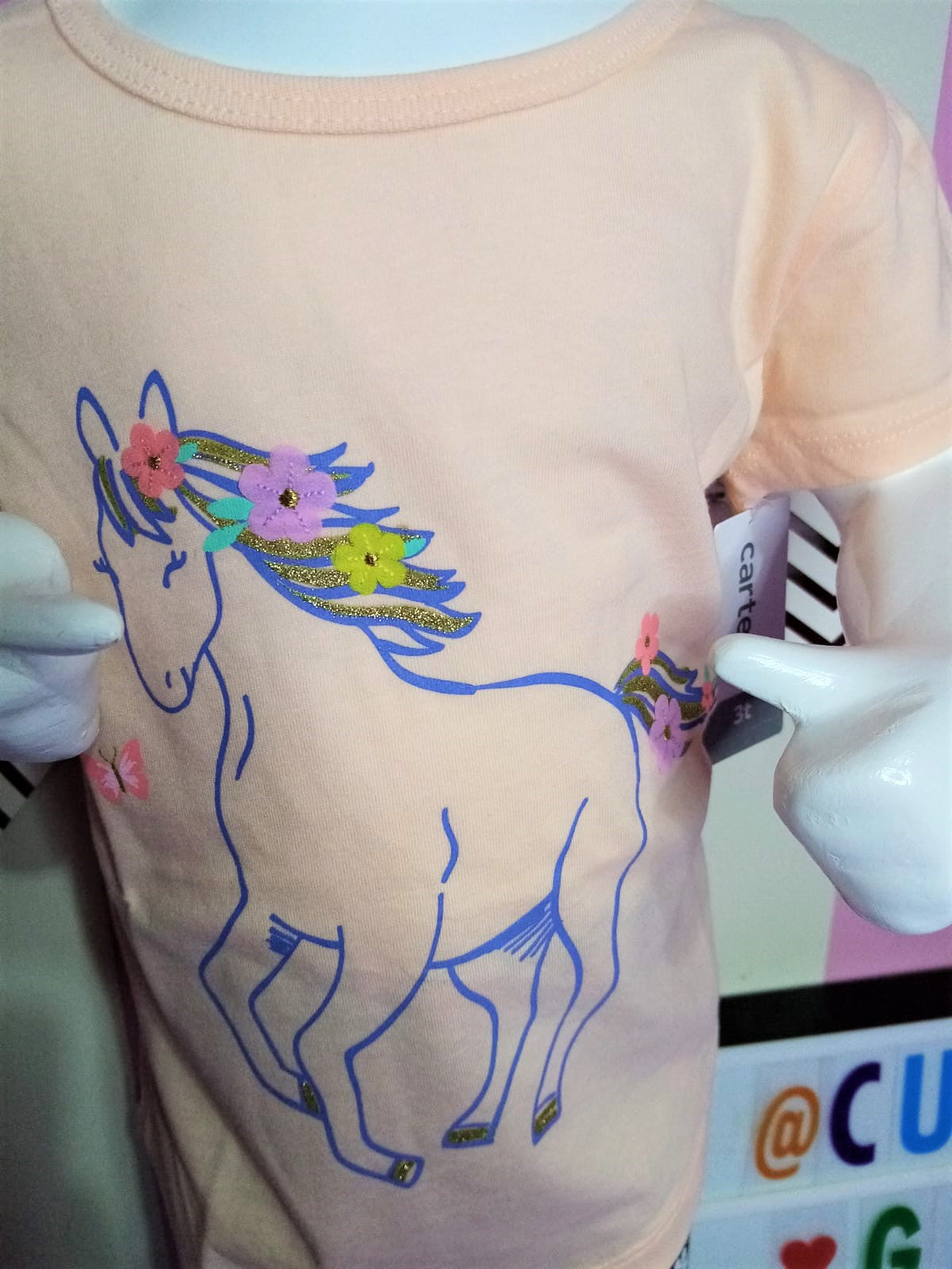 Camiseta de jersey de tulipán con purpurina, Talla 3T.