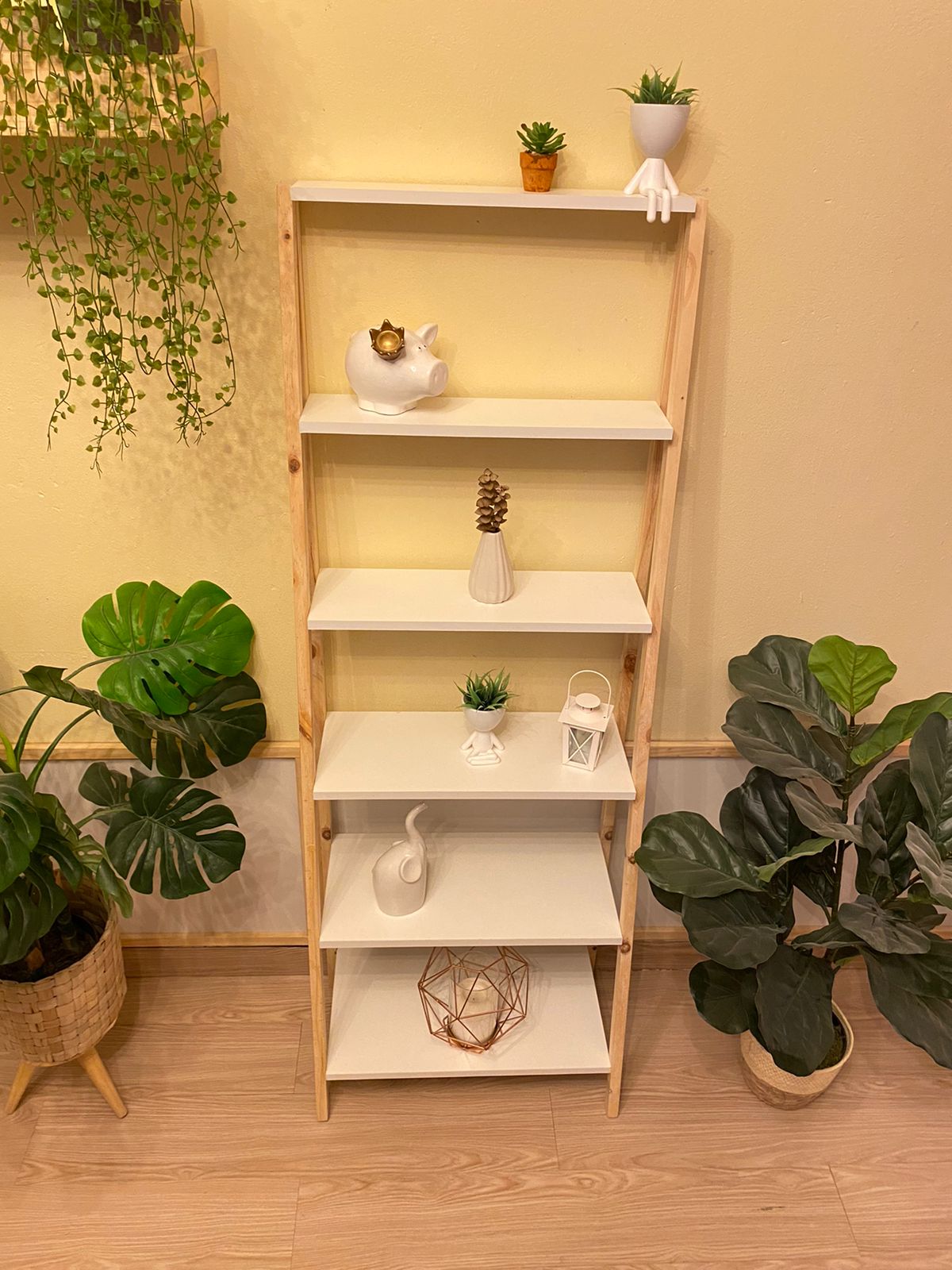 Estante escalera "Elegant" en pino y melamina