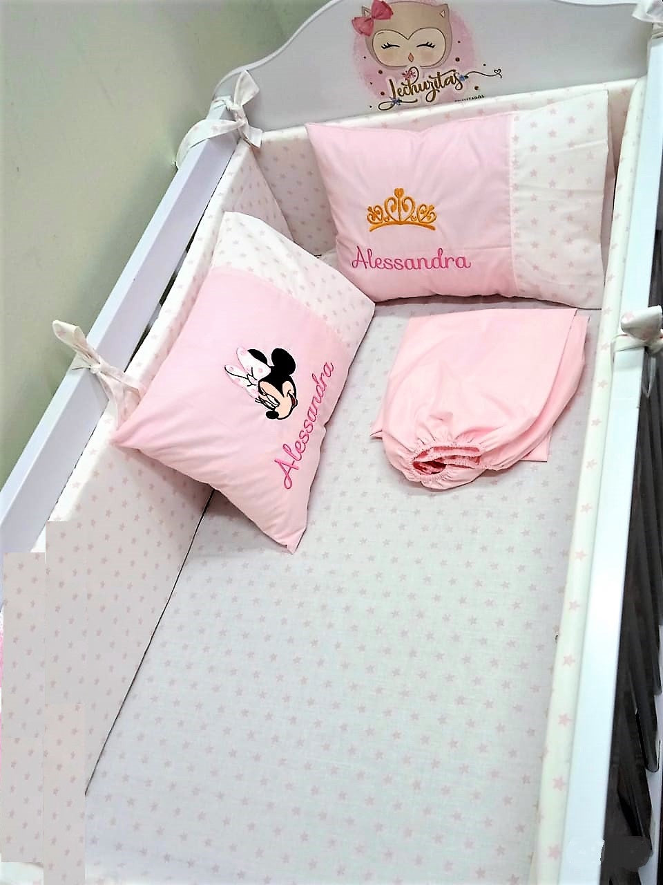 Set de Cuna Sábanas + Edredón + Protector Personalizados (Cuna estándar, colecho, corral)