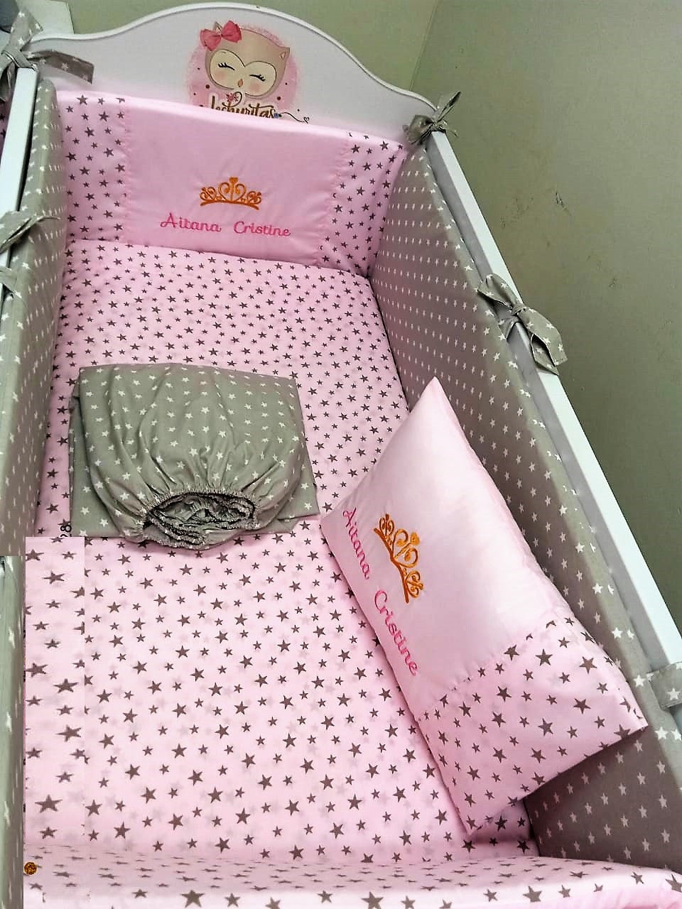 Set de Cuna Sábanas + Edredón + Protector Personalizados (Cuna estándar, colecho, corral)