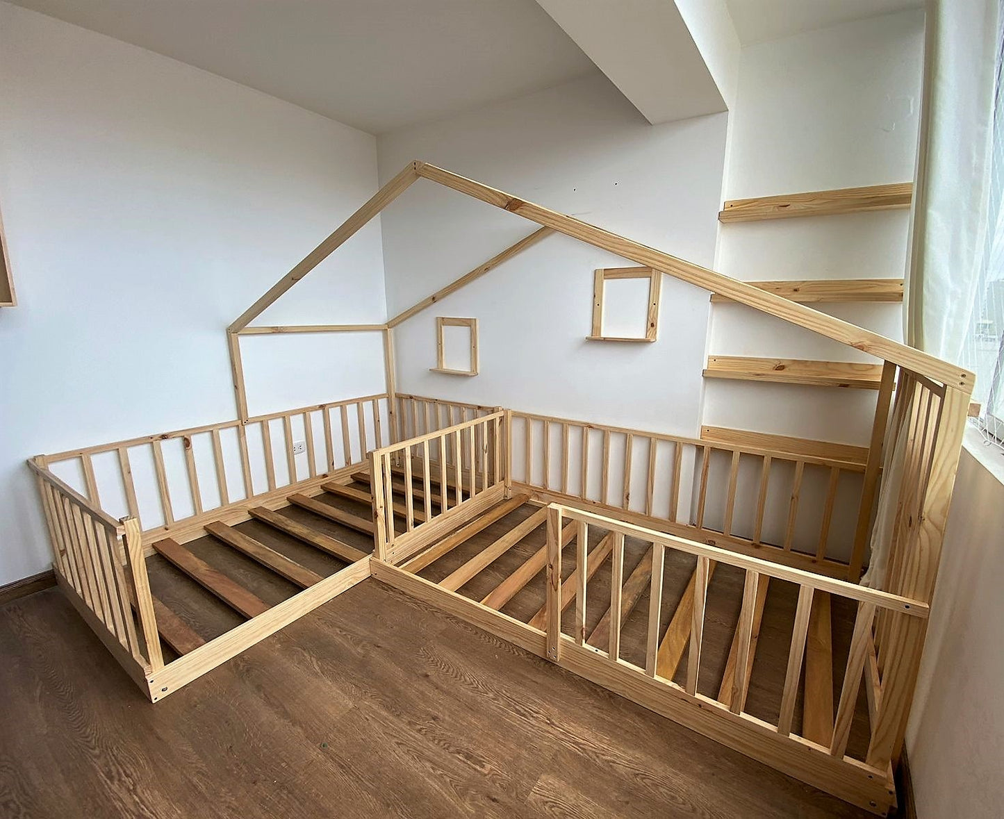 Cama Gemelar Montessori Modelo "Rafaella"- Cama infantil segura y de madera para niños