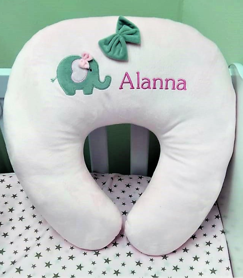 Almohada de lactancia "Elefantito" Hipoalergénica (Personalizada a pedido)