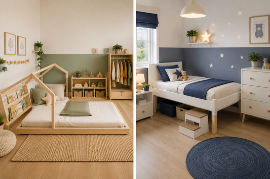 Comparación entre una cama Montessori y una cama tradicional en habitaciones infantiles