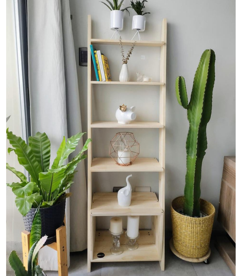 Estante Deco de madera de pino con diseño moderno vertical para organizar libros, plantas y decoración
