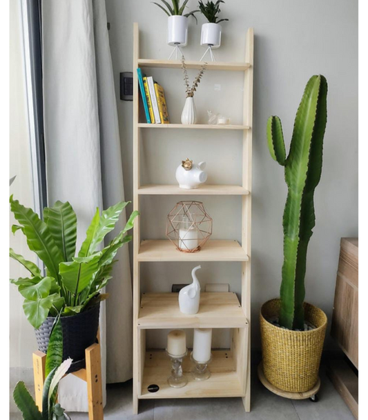 Estante Deco de madera de pino con diseño moderno vertical para organizar libros, plantas y decoración
