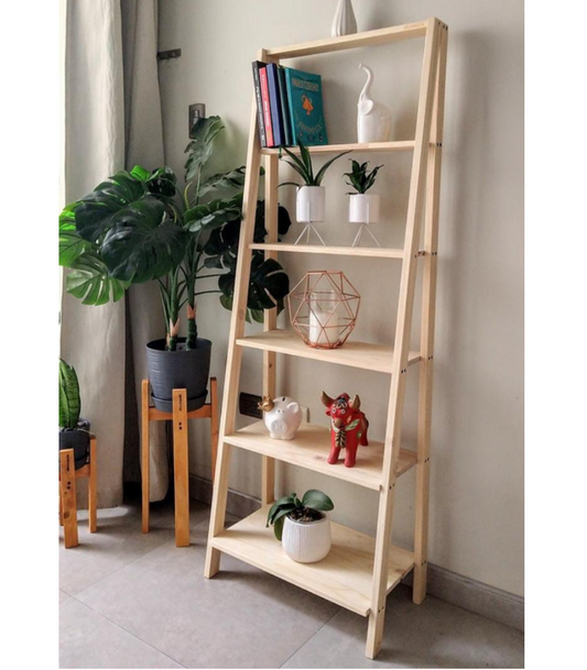 Estante escalera Elegant de madera de pino con diseño moderno para organizar plantas, libros y decoración