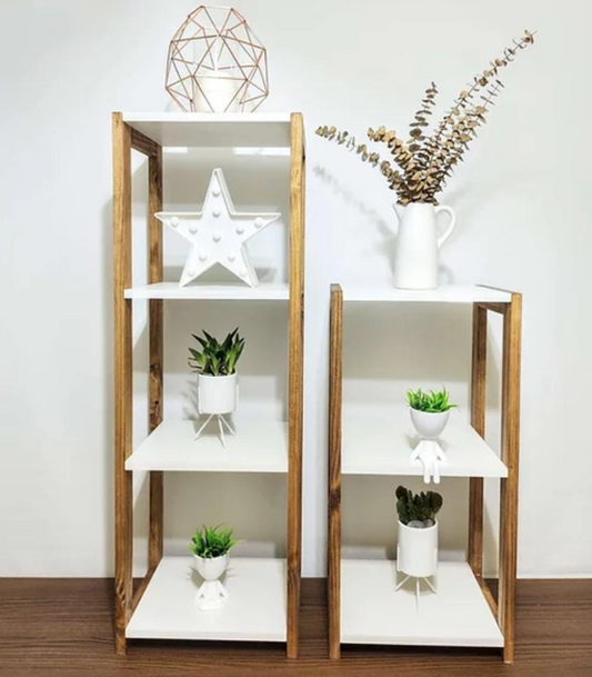 Kit de estantes decorativos Patty de madera de pino y melamina blanca con diseño modular moderno para sala u oficina