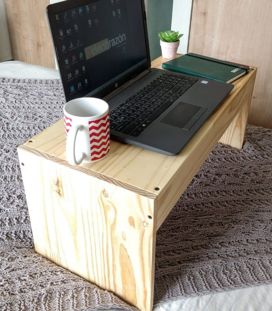 Mesa portátil para laptop de madera pino natural ideal para cama o sofá