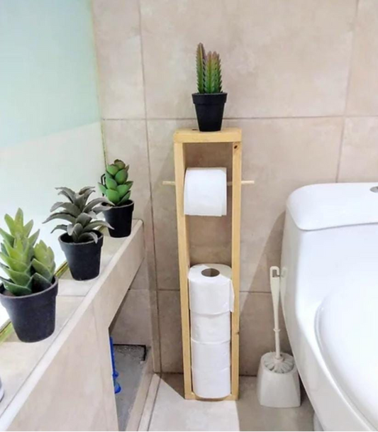porta papel higiénico de madera para baño en pino organizador vertical moderno