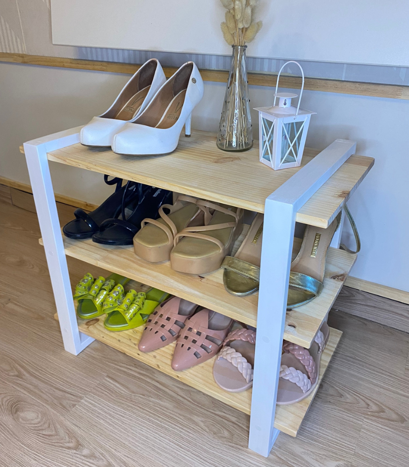 zapatera de madera minimalista abierta en pino organizador de zapatos moderno