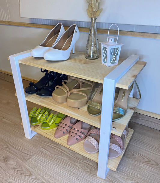 zapatera de madera minimalista abierta en pino organizador de zapatos moderno