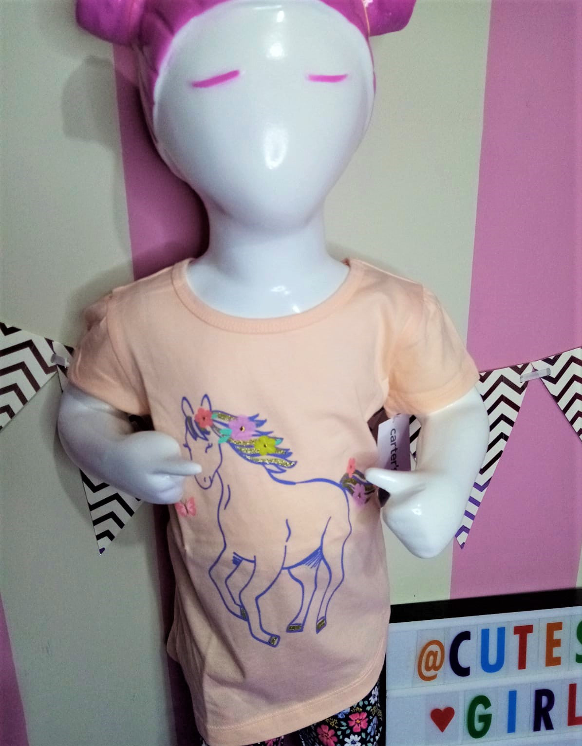 Camiseta de jersey de tulipán con purpurina, Talla 3T.
