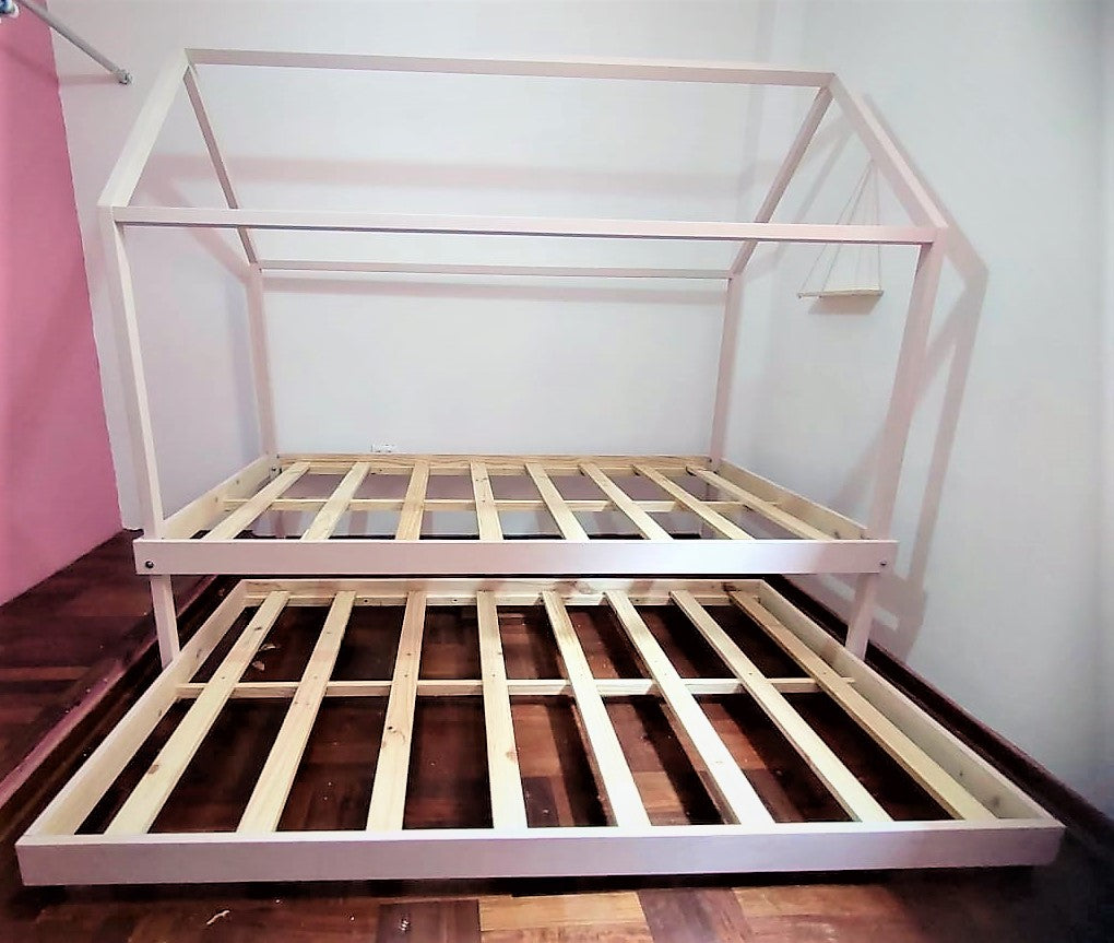 cama montessori casita  con cama auxiliar lima